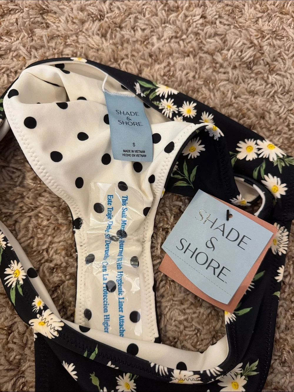 Shade & Shore Black Daisy Reversible Bikini Bottoms